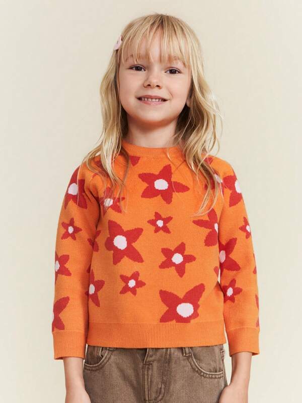 THE HAPPY LOOK Kleine Mädchen Lässiger, vielseitiger Pullover mit langen Ärmeln und Rundhalsausschnitt