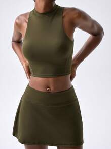 VARSIVA 秋冬装瑜伽基本款胸杯带女士运动套装 - 墨綠色 - 查看 4