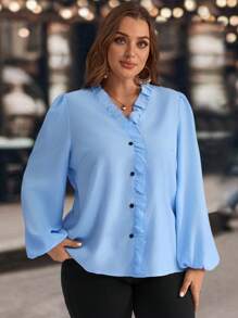 EMERY ROSE Plus Size Zimowe Ubrania Swobodne Proste Modne Koszule Biurowe Damskie Do Codziennego Noszenia