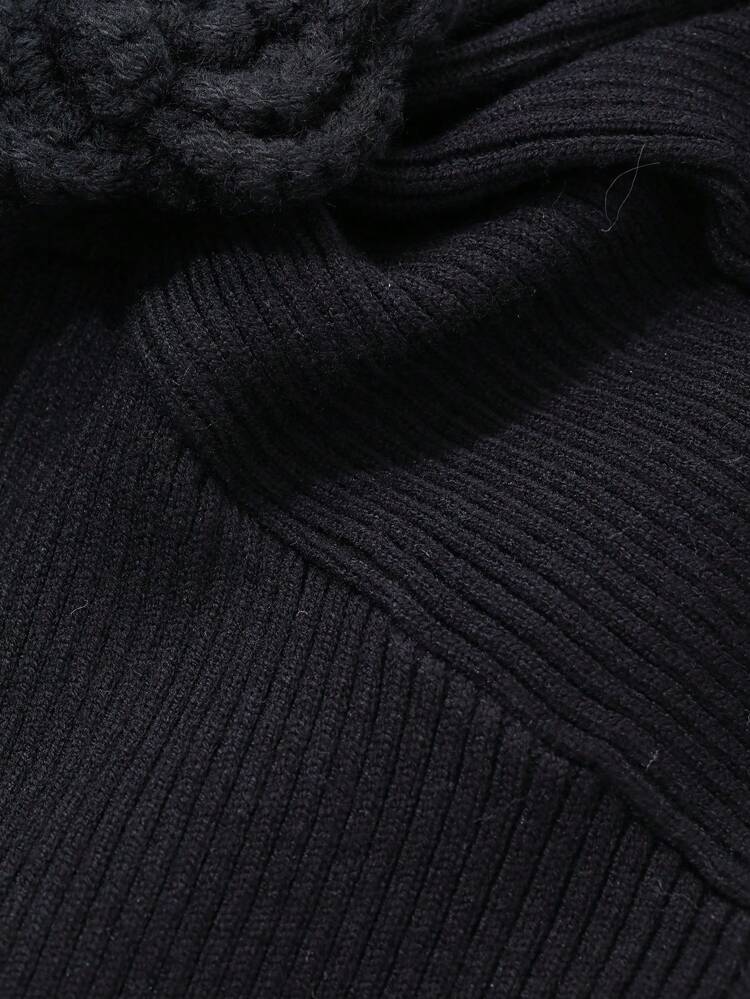 1pc Women Sweet Sexy Fitted Hollow Floral Decor Pullover Knit Dress Women Sweater Dresses