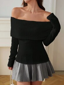 EastFlair Women's Elegant Off-Shoulder Collar Long Sleeve Blouse