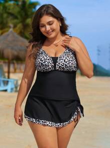 Swim Lushoire 2 piezas Conjunto de bikini de camiseta floral tallas grandes para el verano