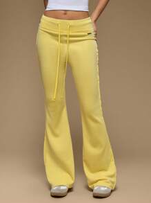 Forever 21 女士休闲时尚运动紧身纯色薄款羊毛瑜伽裤 - 黃色 - 查看 6