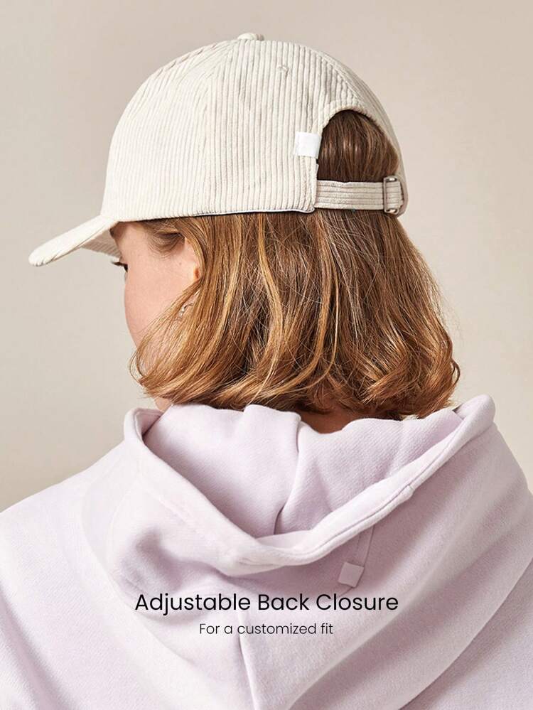 Gorra de pana con broche ajustable en la parte trasera y bordado en la visera curva, para uso diario y casual