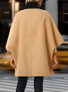 SHEIN Clasi Poncho invernale caldo da donna - Cachi - Visualizzare 2