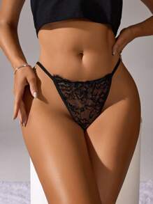 1 Peça Calcinha Sexy com Recortes em Renda para Mulheres