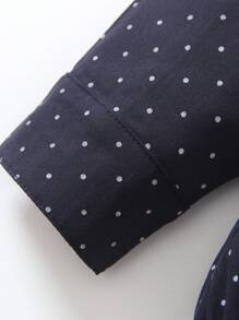 SHEIN Conjunto de 2 piezas para niño bebé con camisa de manga larga con lunares y moño, y pantalones de tirantes estilo caballero, adecuado para ocasiones casuales, formales, fiestas de cumpleaños, Halloween y Navidad
