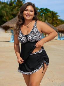 Swim Lushoire 2 piezas Conjunto de bikini de camiseta floral tallas grandes para el verano