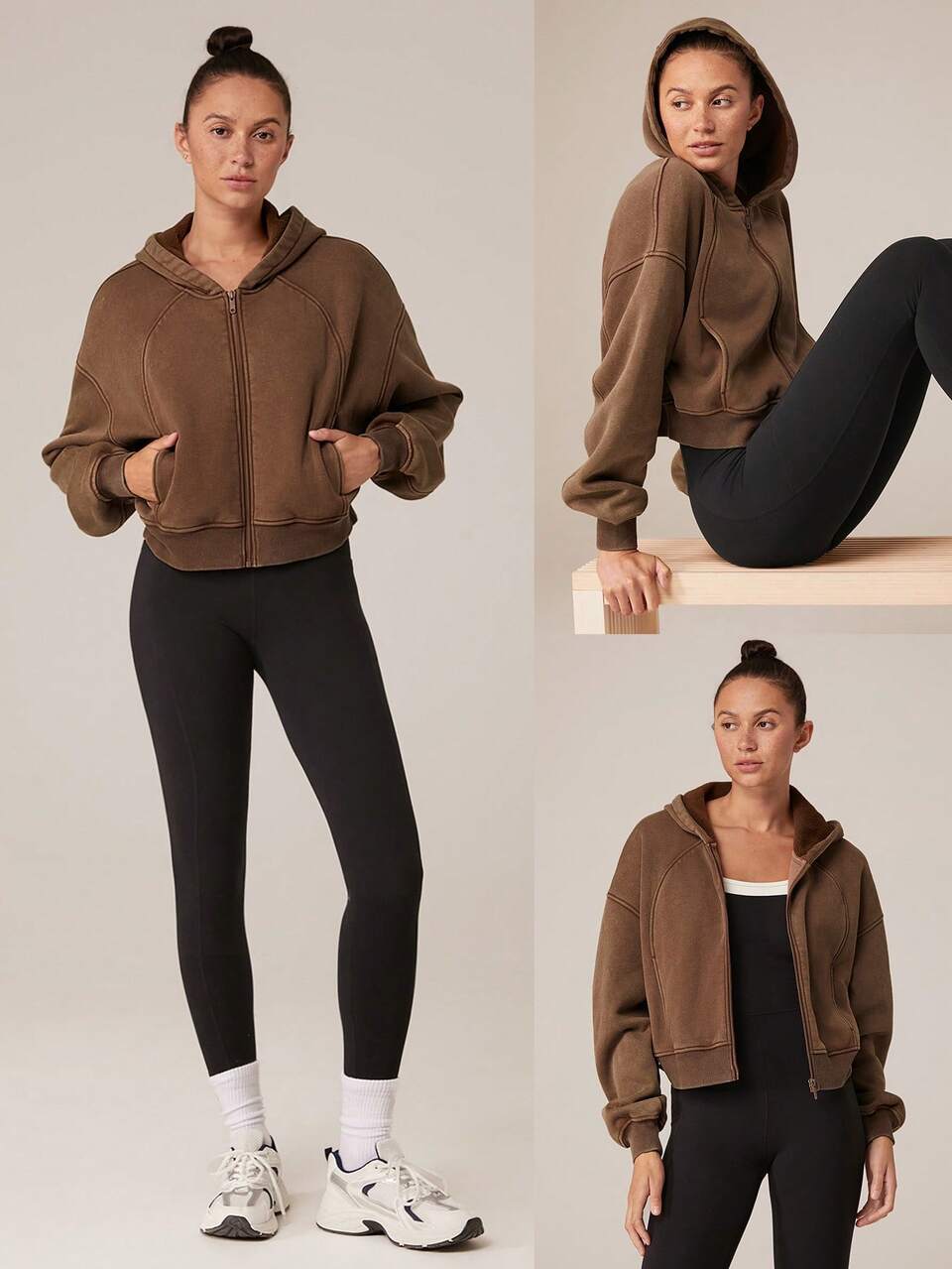 Fleece Soft Warm Drawstring Boxy Hooded Vintage Jacket With Side Pockets Daily Casual Autumn Winter