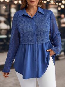 EMERY ROSE Plus Size New Years Casual Basic Shirt, Everyday Wear, New Years