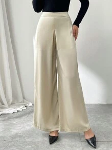 SHEIN Privé Neue elegant schicke Pendelzug Retro wohlhabende Dame Stil luxuriöse Reh hohe Taille schlanke weite gerade Hose, Valentinstag Outfit