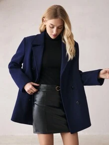 BizChic Blue Overcoat, Long Sleeve, Fashion Women's Outwear, Ladies' Office Blazer, Spring/Summer, Christmas Party, Thanksgiving, Women's Clothing - Navy Blue - View 7
