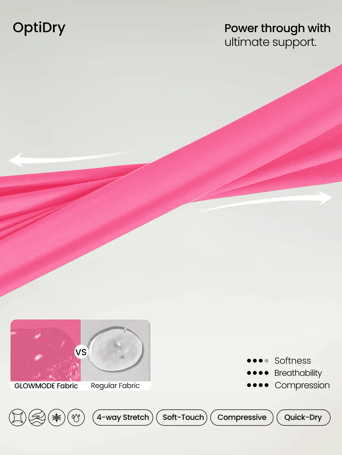 GLOWMODE Sweat-Wicking Supportive X-Strap U Neck Back Buckle Perforated Sports Bra High Impact Jogging Gym Training Daily - Pink - View 6