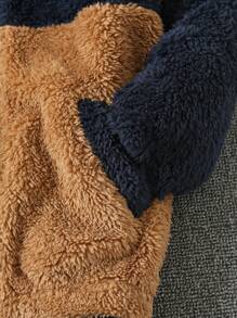 SHEIN 男童休闲可爱贴花撞色拼接蓬松连帽拉链加厚保暖夹克 - 彩色 - 查看 5