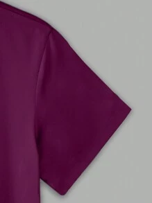 SHEIN ChicEase 女士简约“Be Kind”口号短袖 T 恤，夏季图案 T 恤女式上衣 - 紫色 - 查看 3