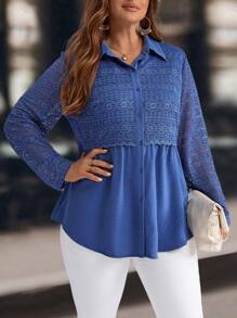 EMERY ROSE Plus Size New Years Casual Basic Shirt, Everyday Wear, New Years