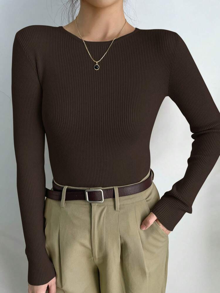 Women Solid Color Round Neck Long Sleeve Casual Business Knit Pullover Sweater, Autumn/Winter,Fall Women Clothes