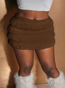 Slaydiva Váy mini nhung sang trọng thanh lịch quyến rũ cho nữ mới 2024 - màu nâu - Xem 5