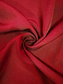 Cravure 圆领交叉系带开衩纯色缎面优雅长裙新年服装长款女装婚礼 - 紅色 - 查看 6