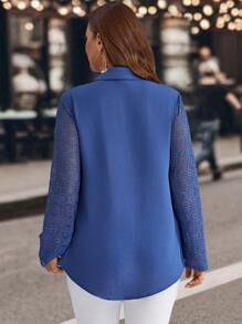 EMERY ROSE Plus Size New Years Casual Basic Shirt, Everyday Wear, New Years