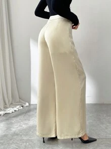 SHEIN Privé Neue elegant schicke Pendelzug Retro wohlhabende Dame Stil luxuriöse Reh hohe Taille schlanke weite gerade Hose, Valentinstag Outfit