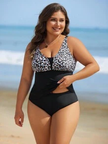 Swim Lushoire 2 piezas Conjunto de bikini de camiseta floral tallas grandes para el verano