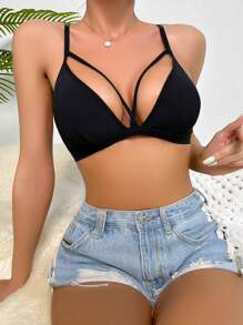 Solid Harness Bralet - Black - View 1