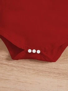 2025 New Year Baby Boy Slogan Print Round Neck Short Sleeve Casual T-Shirt Bodysuit - Red - View 5