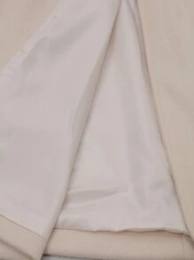 SHEIN Unity 女士纯色拼布蓬松领双排扣长袖针织外套，秋冬 - 杏色 - 查看 6