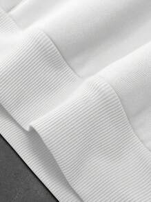 Manfinity LEGND 男士字母与眼睛图案连帽衫，带前口袋，长袖运动衫 - 白色 - 查看 5