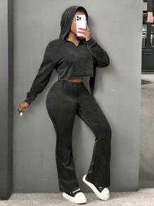 Slaydiva 2024 New Thanksgiving Women 2 Pieces Set, Casual Street Style Snowflake Fabric V-Neck Loose Long Sleeve Top And Pants