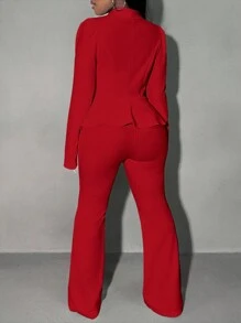 SHEIN SXY Traje de oficina/trabajo de mujer color blanco - Rojo - Ver 2