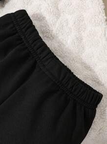 Bộ 2 món/Bộ áo nỉ đen thường ngày cho bé trai có túi in họa tiết và quần dài - màu đen - Xem 6