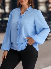 EMERY ROSE Plus Size Zimowe Ubrania Swobodne Proste Modne Koszule Biurowe Damskie Do Codziennego Noszenia