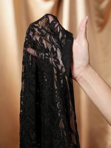 Slaydiva 性感优雅新款斜肩收腰聚拢黑色蕾丝迷你裙女式迷你连衣裙 - 黑色 - 查看 8