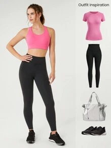 GLOWMODE Sweat-Wicking Supportive X-Strap U Neck Back Buckle Perforated Sports Bra High Impact Jogging Gym Training Daily - Pink - View 8