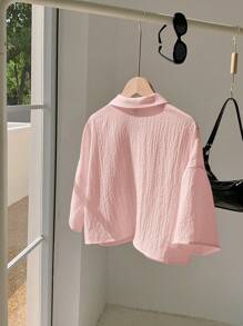 Comfortcana 情人节，大码女式纽扣休闲短衬衫，粉色，百搭