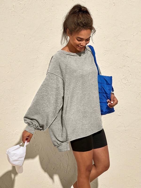 VARSITIE Lässige Oversize Patchwork Rundhals Langarm Damen Sport Sweatshirts