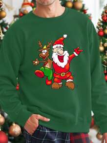 Manfinity Homme Standard Size Men's Crew Neck Green Pullover Sweatshirt