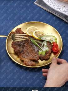 1 件金色不锈钢金色甜点咖啡托盘、西餐盘、披萨盘、化妆品储物托盘、早餐咖啡茶食物盘、金色装饰托盘、多用途储物托盘收纳盘、生日、节日礼物派对用品、厨房、圣诞节礼物 - 金色 - 查看 4