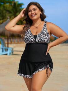Swim Lushoire 2 piezas Conjunto de bikini de camiseta floral tallas grandes para el verano