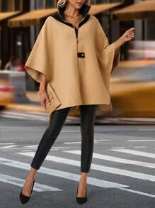 SHEIN Clasi Poncho invernale caldo da donna - Cachi - Visualizzare 1