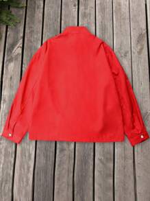 Manfinity Homme Herren Lässig Figur Muster Stehkragen Jacke, Herbst Ausgehen Streetwear grafisch Langarm Leicht Jacke in Dunkelrot, als Geschenk für Freunde, Ehemänner, Freunde - Rot - Übersicht 2