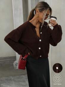 Aveloria Modichic 宽松纹理色块针织开衫毛衣超大毛衣