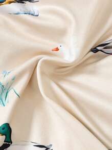 Bộ 2 món/Bộ đồ ngủ in họa tiết động vật cổ tròn tay dài dễ thương thoải mái cho bé trai và quần dài in họa tiết toàn thân, vừa vặn - Màu be - Xem 7