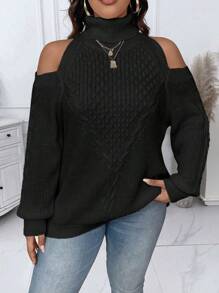 Calvaya Áo len chui đầu cổ lọ cỡ lớn, đơn giản và thời trang mặc thường ngày - màu đen - Xem 4