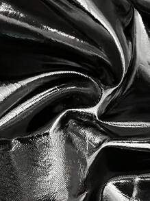 Slaydiva Quần short da PU lưới tương phản gợi cảm thời trang cho nữ, mùa hè - màu đen - Xem 8