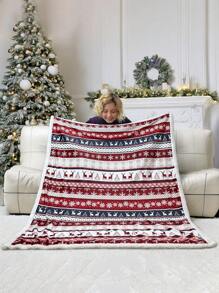 1 件圣诞毯，法兰绒毯，带有驯鹿节日图案，柔软温暖的冬季装饰毯，适合家庭沙发、床、长沙发、椅子、户外、所有季节圣诞装饰、圣诞礼物、秋季装饰、秋季装饰、房间装饰 - 彩色 - 查看 7