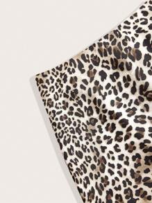 SHEIN LUNE 女士优雅豹纹鱼尾下摆半身裙 - 灰色 - 查看 5