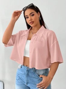 Comfortcana 情人节，大码女式纽扣休闲短衬衫，粉色，百搭